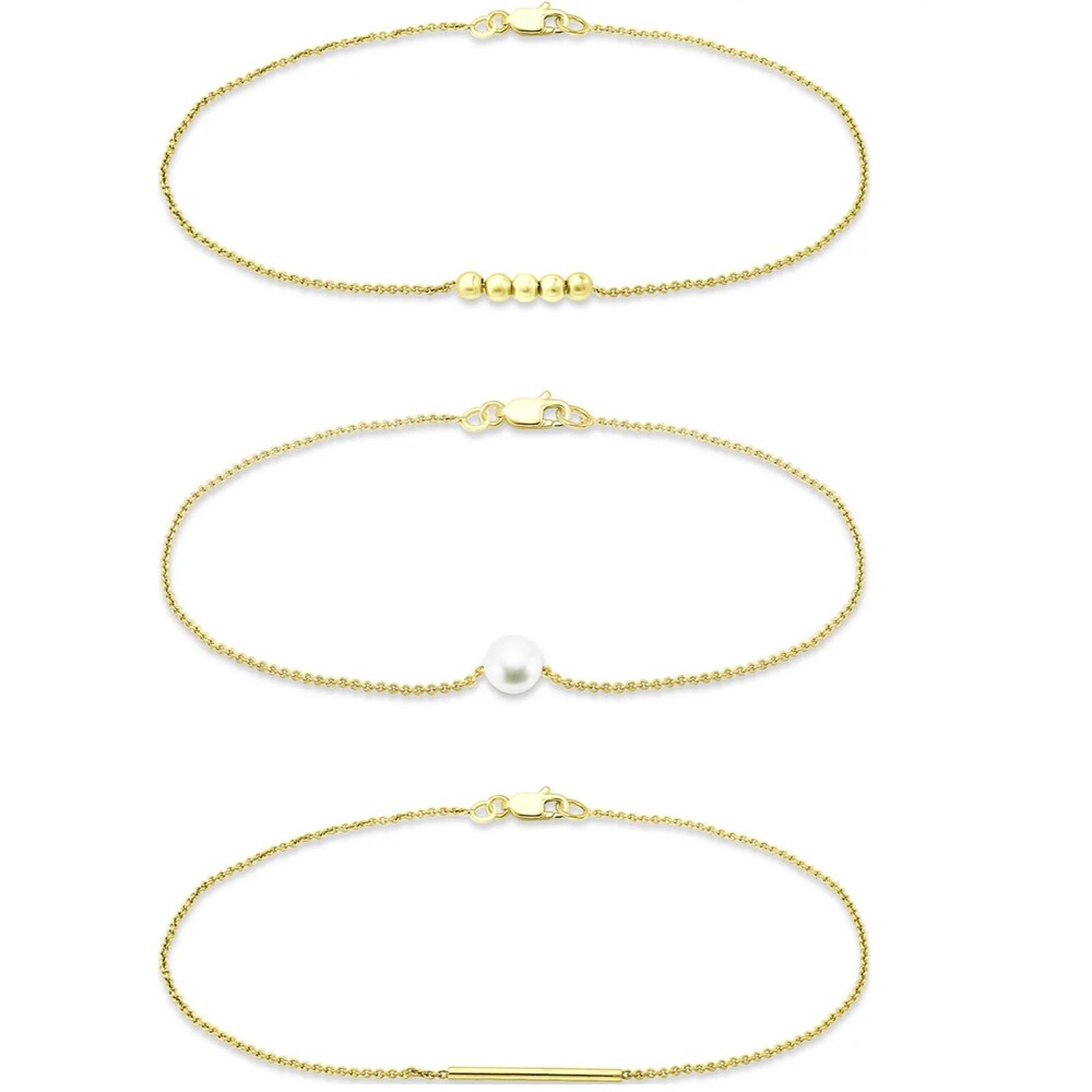 Giani Bernini 3-Pc. Set Freshwater Pearl (5mm), Bead, & Bar Bracelets,